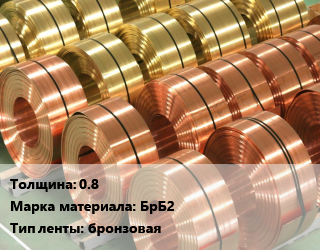 Лента бронзовая 0.8 Марка: БрБ2 бронзовая, кг, мягкая,твердая цена от 6903 ₼ / кг, где купить, условия доставки в Баку и Бакинская области